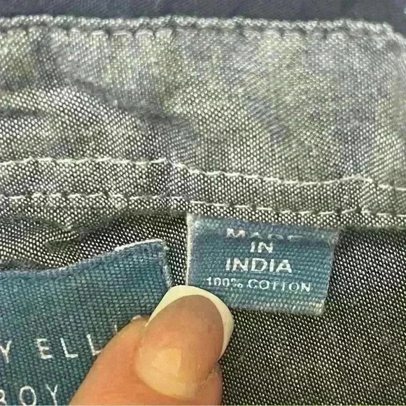 Perry Ellis Shirt Baby Boys Size 12M Navy Blue Button Up Short Sleeve Pocket - Picture 4 of 7